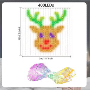 DIY Pattern LED Curtain Light RGB APP Music Party Decor Glow for Living Room Backdrop Wall Remote Timer Brightness Setting