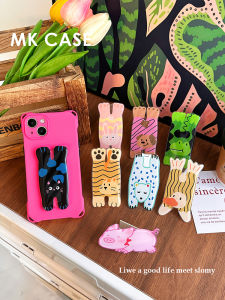 Portable Foldable Metal Phone Stand Mini Adhesive Desk Top Multi-Function Back Paste Shell While Shell Small Animal Mobile Phone Holder