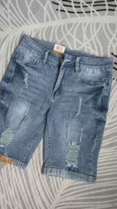 Quần short jean nam XANH NHẠT vệt sơn phong cách xu hướng 2024 vải jean dày mềm kiểu dáng trẻ trung đúng form giá tốt