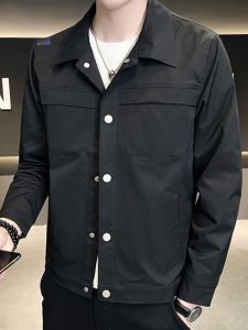 ROMON | แจ็คเก็ตผู้ชาย Romon ทรงสั้น ปกพับ แฟชั่นฤดูใบไม้ร่วง ป้องกันลม สำหรับเยาวชน เสื้อคลุมกันหนาวแบบสวมหัว ผ้าโพลีเอสเตอร์ 100%