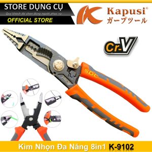 Kìm điện đa năng mẫu mới có khóa kềm chính hãng Kapusi K-9102 8inch loại xịn chuyên cắt uốn tuốt kẹp dây vặn vít