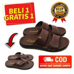 BELI 1 GRATIS 1 Sandal Kulit / Sandal Pria / Sandal Casual Pria / Sandal Slop