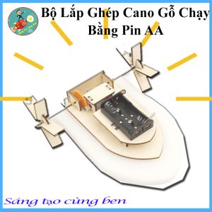 Đò chơi Stem - Bộ lắp ghép Cano Gỗ chạy bằng Pin AA Đồ chơi giáo dục sáng tạo an toàn phát triển trí tuệ cho bé