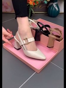 Korean Style Pointed Heels & Women's Leather Close Sandals