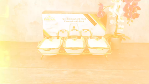 FIORENZA 7pcs prasmanan set segi + tutup + rak motif linning gold series keramik LGM-988N / premium casserole set with rack / food