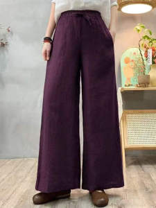 HUAXUNRAN | Summer Loose Casual Pants Cotton Linen Wide Leg Pants