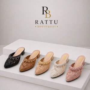 Rattu Boutique Sandal Pesta Hak Tahu 5cm Delusi Salem - Sandal Pengantin - Sepatu Wanita Mules