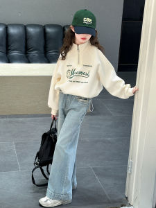 MPW | Trendy Girls Outfit Spring Autumn Denim Sweatshirt And Jeans Two Piece Set Casual Comfortable Breathable Standard Package