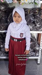 Seragam Sekolah SD 2025 Merah Putih Anak Perempuan Lengan Panjang Set Kerudung Hijab Kelas 1 2 3 4 5 6 / Set Baju Seragam Sekolah Anak SD MI Merah Putih Panjang Free Kerudung Fashion