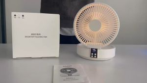 Desktop Fan 2 in 1 Fan Wall Mounted Fan with Remote Night Light New USB Portable Electric Fan Wireless Wall Mounted Air Cooler with LED Light Folding Fans Table Desktop Ventilator with Remote