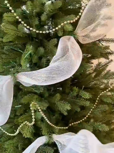 10 Yards Christmas Deco Mesh Ribbon Roll White Gold Striped Metallic Foil Wire Ribbon for Xmas Tree DIY Wreaths Gift Wrapping & 2026 Holiday Craft Decor
