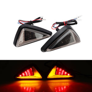 KEVANLY | 1 Pair Motorcycle Triangle Flowing Mount LED Turn Signal Light Dual Color Daytime Running Light DRL 12V For Honda Yamaha Suzuki