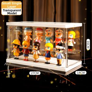 Transparent Acrylic Display Shelf with Light Handheld Model Organizer