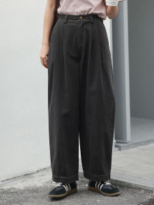 New Slim Fit Straight Leg Pants Thin Waist High Gray Casual Trousers For Women