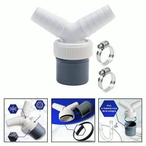 (ZYDD01) Dishwasher Washing Machine Drain Adapter Three-way Two-in-one Connector Converter Drain Extension Hose Connector