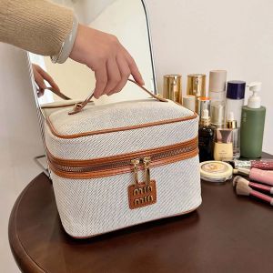 New cross-border hot makeup bag large capacity cosmetics storage bag High-grade metal standard toiletry bag high-grade canvas