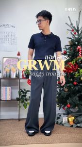BARON New SEOUL Pants กางเกงขายาวกระบอกตรงทรงหลวม เอวสูง กระบอกใหญ่ สไตล์เกาหลีวินเทจ
