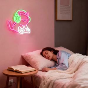Cat Game Machine Led Neon Sign Interesting Cartoon Icon Used For Bedroom Game Room Bar Club Birthday Party Man Cave Decor.