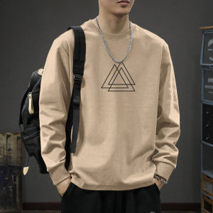 Áo Thun Cotton Nam Tay Dài Dáng Rộng Thường Ngày Mùa Xuân Thu Phong Cách Mỹ Thường Ngày in Họa Tiết Hình Học Thoáng Khí