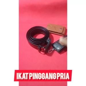 PROMO MURAH Ikat pinggang pria kulit impor tipe rel bahan halus -resleting tempat penyimpan duit-