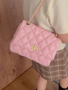 South Korea Diamond Pattern Chain Bag Womens 2024 New Arrival Spring Shoulder Messenger Bag Fancy Fashion Underarm Small Square Bag