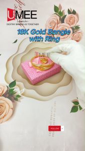 18K Gold Plated Bangle w/Ring 2in1 Set Jewelry Accessories For Women