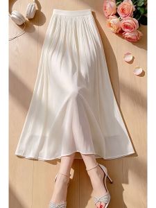 V.C.I | Apricot Shimmer Pleated Lightweight High-Waist Skirt
