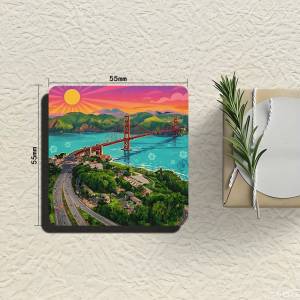 California Scenery Aesthetic Art Refrigerator Magnets Personalized Fridge Magnet Square Shape Fridge Wall Door Decoration