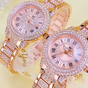 OLEVS 9943 Luxury Fashion Ladies Diamond Rhinestone Quartz Wrist Bracelet Watch For Women Roman Numerals Watch