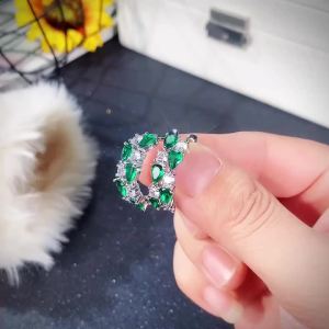 Huitan Luxury Trendy Womens Hoop Earrings with Waterdrop Blue/Green Cubic Zirconia Wedding Party Temperament Female Jewelry