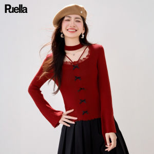 puella | Red Lace Stitching Butterfly Dress
