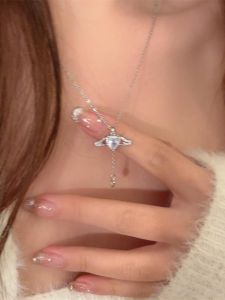 Cupid Heart Necklace Fashionable Versatile Alloy Pendant Lockbone Chain Gift for Girlfriend Birthday Fresh out Fashion Jewelry