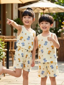 Summer Cotton Sleeveless Cartoon Set for Kids