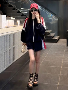 High Waist Wide Leg Short Pants Baseball Uniform Sportswear Set Womens Summer New Fashion Two-Piece Suit Sunscreen Stick