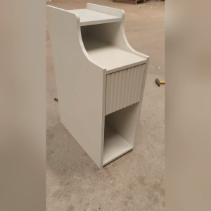 Ultra Narrow Solid Wood Ripple Mini Storage Cabinet Slim Narrow Edge Bedside Table with Drawers for Bedroom