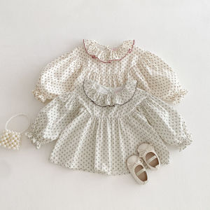 Little Girls Floral Shirt Toddler Lace Collar Lantern Sleeve Cotton Blouse Breathable Spring Fall Children Outfit Baby girls Top