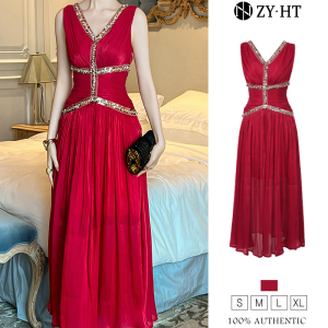 ZYHT EraVogue Womens Dresses Red Dresses A-Shape Dresses Satin Dresses Work Dresses Hiso Dresses Vintage Dresses Work Dresses Party Dresses Evening Dresses 51060