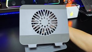 Jiditech Laptop Stand 360° Adjustment With Fan Laptop cooling bracket With RGB Cooling Fan iPad Stand with Dual Cooling Fan Fully Adjustable Height and Angle for up to 17 inches Laptop