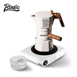 BINCOO Dual-Valve Moka Pot with Electric Stove Set Temperature-Controlled Home Coffee Maker Compact Italian-Style Coffee Set 2Cups