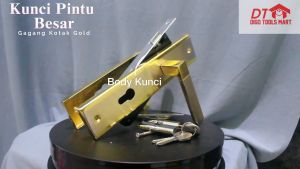 Kunci Pintu Besar Gagang Kotak Gold Handle Pintu Silinder Full Set Kuning
