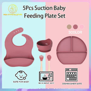 Food Grade Silicone Baby Feeding Tools Baby Eating Set Plate Bowl Spoon Fork Set Infant Meal Set Easy To Clean