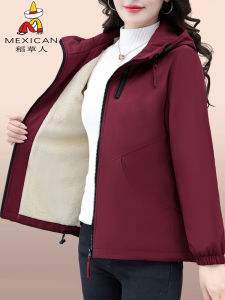 Áo Khoác Ngoài Lót Lông Cừu Có Mũ Trùm Đầu Dày Dặn Cho Nữ Mùa Thu Đông Thường Ngày Áo Khoác Ngoài Ngắn Có Túi