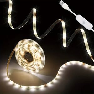 ไฟแถบ LED แบบใช้พลังงานจาก USB - สีวอร์ม/สีขาวบริสุทธิ์ พร้อมสวิตช์ ติดตั้งง่าย สำหรับไฟแบ็คไลท์ทีวีและตกแต่งบ้าน เหมาะสำหรับงานแต่งงาน ฮาโลวีน คริสต์มาส งานปาร์ตี้ ฯลฯ
