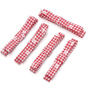 5Pcs 1x7cm Lattice Ribbons Bows Plaid Satin Ribbon Bow Flower for Craft Handwork Bowknots DIY Hair Clip Gift Clothes Decor Bow
