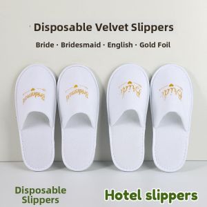 Disposable Velvet Slippers For Bride Bridesmaid Wedding Hotel Party