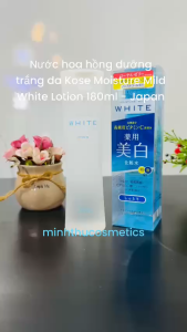 Nước hoa hồng dưỡng trắng da Kose Moisture Mild White Lotion 180ml - Japan