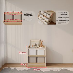 KEBIXIONG | Wooden Bookshelf Toy Cabinet Storage Display 1