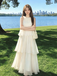 Karrar betsey | Spring White Spaghetti Strap Organza Skirt Dress Flare