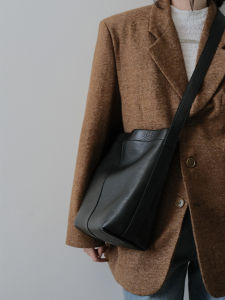 Adian First Layer Thickened Nature Fall Cowhide Bucket Bag Easiest for Match Casual Genuine Leather Shoulder Womens Corssbody Bag
