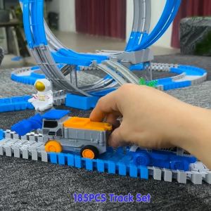 Space Track Toys Magic Climbing Electric Engineering Race Car Toy Bendable Flexible Race Track Cars Train Toy For Kid Gift
